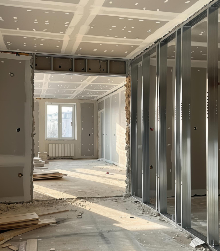 Rénovation complète d’un logement avec pose de cloisons placo par ABC du Bâtiment